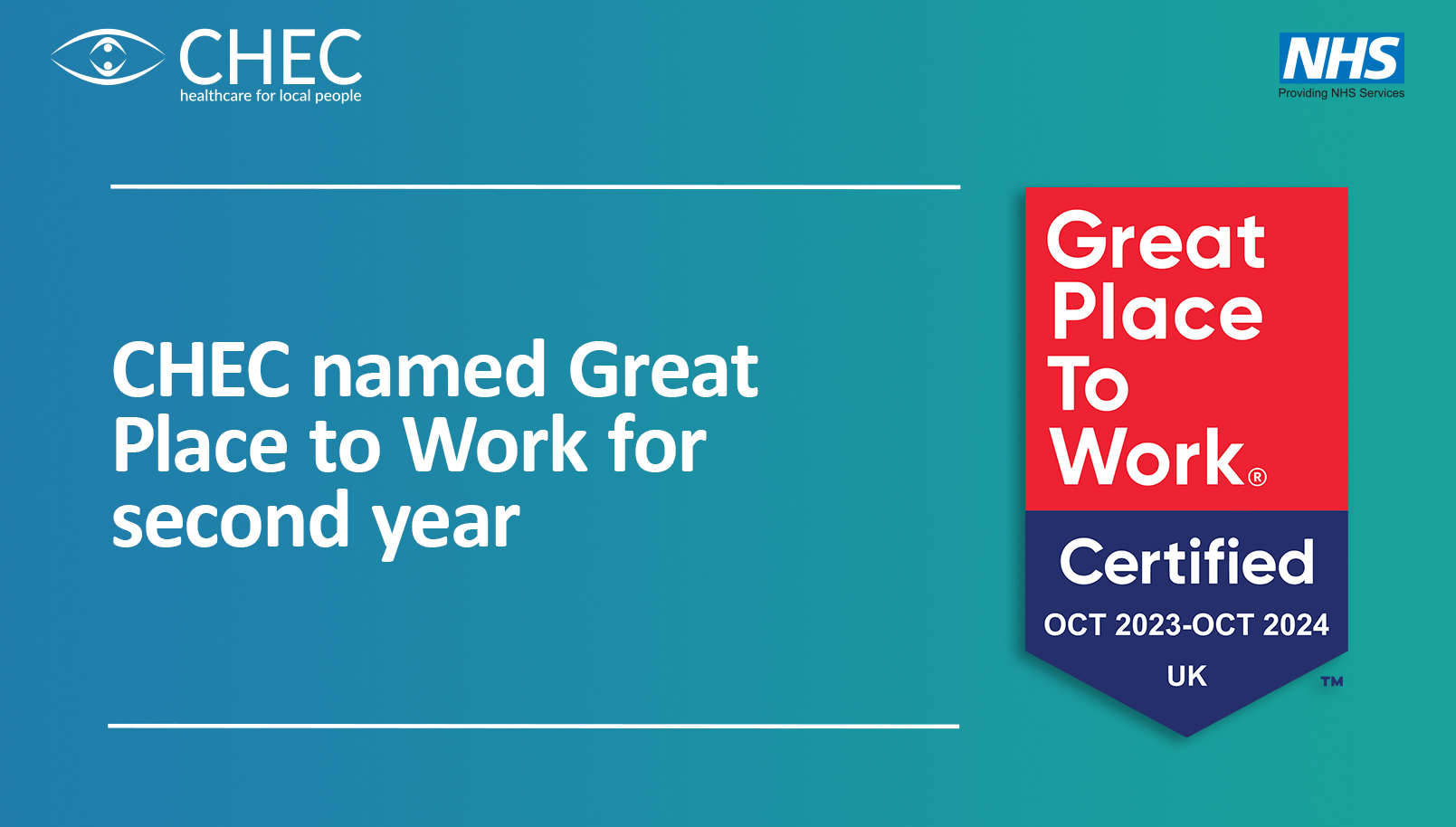 chec named great place to work for second year