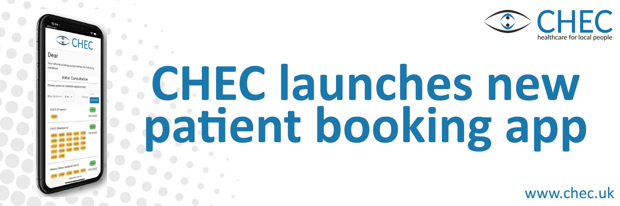 chec launches new patient booking app
